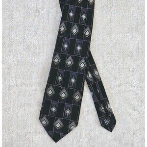 Vintage 80s Silk Tie 1980s Retro Fenzia Art Deco New Wave Abstract Necktie